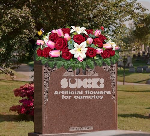 Product: SUHOOKOO Artificial Cemetery Flowers - Headstone Flower Saddle