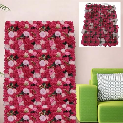 Product: BNDDZBN Flower Wall Panels 23.62"x15.75" Rose-Red 12pcs Realistic Flower Wall Artificial Panel 3D for Wedding Party Decor Photography Background