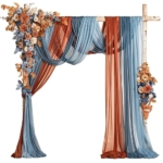 Product: Ling's Moment Fall Wedding Arch Flowers with Sheer Drapes Kit - Artificial Orange and Navy Blue Floral Arrangements for Ceremony Backdrop, Arbor Decor, 5-Piece Set (2 Flower Stems + 3 Hanging Drapes)