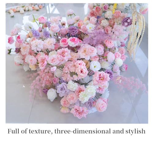 Silky Flower Store Artificial Flower Garland Runner, Cascading Wedding Centerpiece, Pink White Hydrangea Rose Decor, 240cm x 110cm 8 8 Product: 94.5in Artificial Flower Garland Runner, Cascading Floral Centerpiece for Wedding & Banquet Table Decor, Hotel Event Conference Party Backdrop, Faux Hydrangea Rose Bouquet