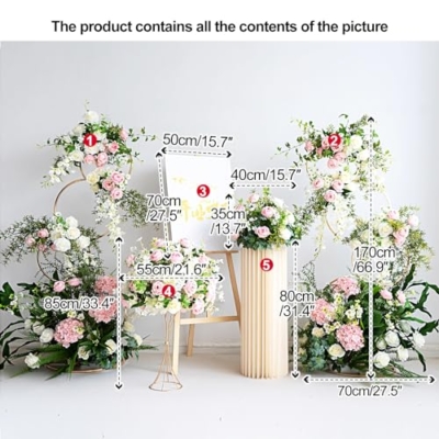 Product: LMJYU Gold Artificial Wedding Arch Flowers Kit Pack of 5, Wedding Decorations for Reception Ceremony Reception Fake Rose Arbor Backdrop Floral Party Outdoor Decorations