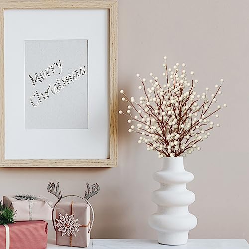 Silky Flower Store White Holly Berry Stem Picks, Set of 72 Decorative Faux Holiday Sprays, 19 Wired Stems 2 2 Product: Set of 72 White Holly Berry Stem Picks - 19" Decorative Wire Stem Branch Sprays for Christmas Tree Decoration, Holiday Décor, Silk Flower Arrangements, Home DIY Crafts, 35 Red Berries on Each Stem