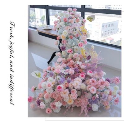 Silky Flower Store Artificial Flower Garland Runner, Cascading Wedding Centerpiece, Pink White Hydrangea Rose Decor, 240cm x 110cm 12 12 Product: 94.5in Artificial Flower Garland Runner, Cascading Floral Centerpiece for Wedding & Banquet Table Decor, Hotel Event Conference Party Backdrop, Faux Hydrangea Rose Bouquet