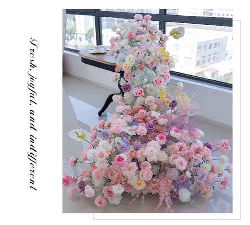 Silky Flower Store Artificial Flower Garland Runner, Cascading Wedding Centerpiece, Pink White Hydrangea Rose Decor, 240cm x 110cm 3 3 Product: 94.5in Artificial Flower Garland Runner, Cascading Floral Centerpiece for Wedding & Banquet Table Decor, Hotel Event Conference Party Backdrop, Faux Hydrangea Rose Bouquet