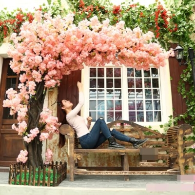 Product: Artificial Cherry Blossom Tree Deep Pink for Indoor Landscaping & Wedding Decorations, Perfect for Indoor/Outdoor Hotel Decoration