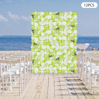 Silky Flower Store Artificial Flower Wall Panel Wedding Party Background Decor, Silk Plastic Faux Floral Backdrop, 38x38cm 8 8 Product: Cncestore 12Pcs Artificial Flower Wall Panel Wedding Party Venue Background Decor 38 * 38cm