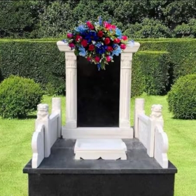 Product: Jucgghk Vivid and Realistic Floral Art Pink and Blues Cemetery Headstone Flower Saddle,Artificial Rose Cemetery Memorial Flowers for Outdoor Tombstone Headstone Decorations