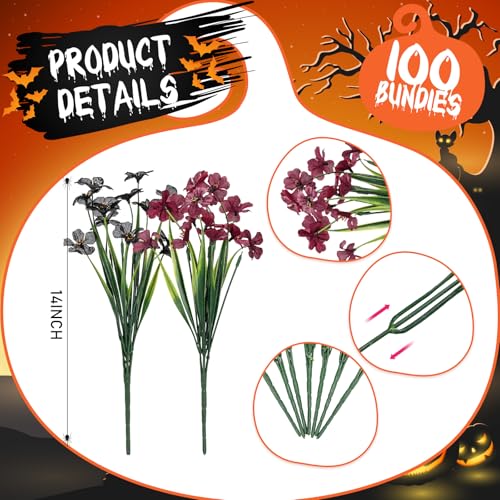 Product: Lyrow 100 Bundles Violet Artificial Flowers, UV Resistant Faux Silk Flowers Outdoor, Fake Violet Bulk for Front Porch Hanging Garden Courtyard Farmhouse Home (Black and Red)
