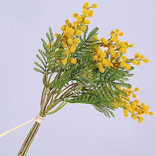 Product: WTYBRMYO Artificial Flowers 6Pcs Artificial Acacia Yellow Mimosa Plush Pudica Spray Cherry Silk Fake Flower for Wedding Home Decoration Red Bean Plant Fake Flowers