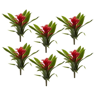 Product: Nearly Natural 11in. Bromeliad Artificial Flower Stem, Set of 6