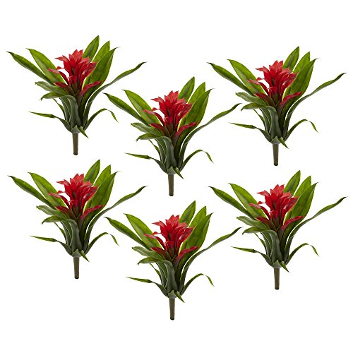 Product: Nearly Natural 11in. Bromeliad Artificial Flower Stem, Set of 6