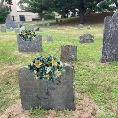Product: Jucgghk Vivid and Realistic Floral Art 24" Artificial Cemetery Flowers Saddle,Cemetery Grave Decoration Headstone Flower for Outdoor Grave Decorations (Yellow Blue)