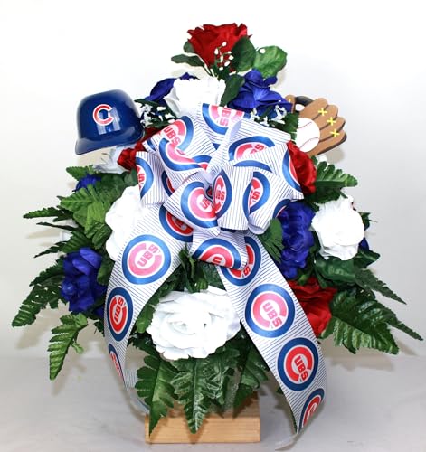 Product: Hshan Cubs Fan Cemetery Flowers, Beautiful Silk Artificial Flowers for Gravesite Cemetery Headstone Grave Decorations
