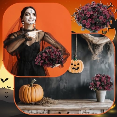 Product: Lyrow 100 Bundles Violet Artificial Flowers, UV Resistant Faux Silk Flowers Outdoor, Fake Violet Bulk for Front Porch Hanging Garden Courtyard Farmhouse Home (Black and Red)