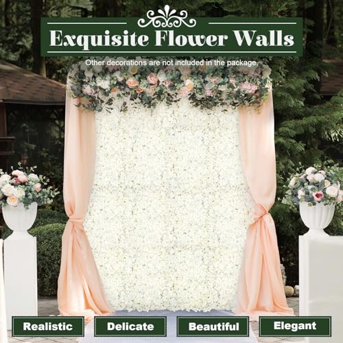 Product: 20 Pack Flower Wall Panels, White Floral Mat, 3D Fake Hydrangea Wall Decorative, Artificial Silk Flowers Panel for Wedding, Party, Shower Decor, Hanging Fake Silk Flower Backdrop Decoration