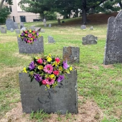 Product: Jucgghk Vivid and Realistic Floral Art 36" Bright Grave Flowers Cemetery Saddle, Spring Headstone Saddle for Outdoor Cemetery Decoration