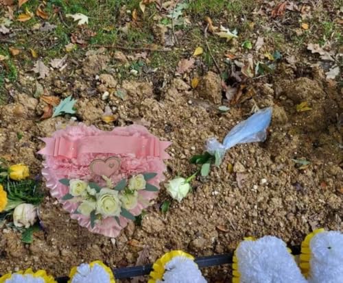 Product: Taozhiyuan Welcome Logo Flowers Exquisite Pink Tomb Flower Centers, Artificial Cemetery Flower Centers, Suitable for Tombstone Decoration and Condolences(Pink,23inc)
