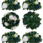 Product: BLOSMON Green Flowers Rose Centerpieces: 6 Pcs Artificial Flower Balls for Wedding Dinning Table - Fake Silk Kissing Bouquet Floral Arrangement for Home Party Event Decor