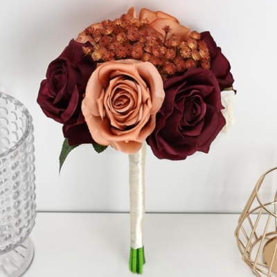Product: DIYDOFUN Set of 2 Wedding Bridesmaid Bouquets & 6pcs Artificial Fall Flower Table Centerpieces