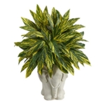 Product: Nearly Natural 25in. Tradescantia Artificial Plant in White Elephant Shaped Planter (Real Touch)