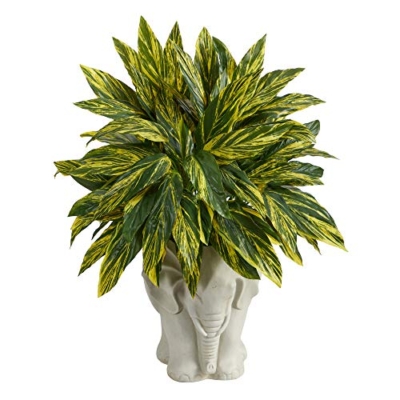 Product: Nearly Natural 25in. Tradescantia Artificial Plant in White Elephant Shaped Planter (Real Touch)