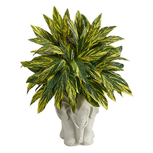 Nearly Natural 25in. Tradescantia Artificial Plant in White Elephant Shaped Planter (Real Touch) - Artificial Flower Arrangements Product: Nearly Natural 25in. Tradescantia Artificial Plant in White Elephant Shaped Planter (Real Touch)