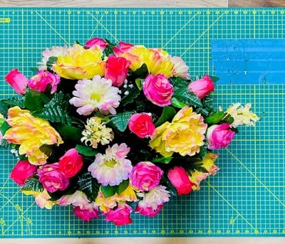 Product: Jucgghk Vivid and Realistic Floral Art Artificial Yellow Sunflower Fall Cemetery Saddle, 30" Autumn Cemetery Saddle, Headstone Saddle Arrangement for Outdoor Gravestone Decorations