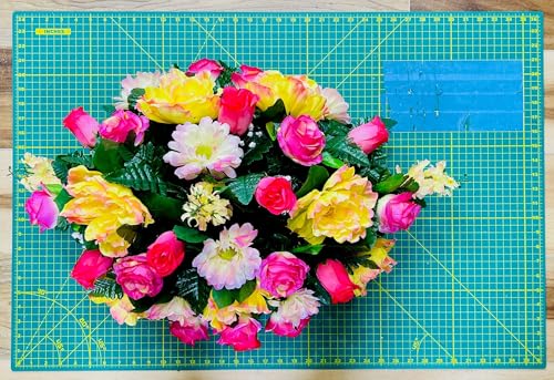 Product: Jucgghk Vivid and Realistic Floral Art Artificial Yellow Sunflower Fall Cemetery Saddle, 30" Autumn Cemetery Saddle, Headstone Saddle Arrangement for Outdoor Gravestone Decorations
