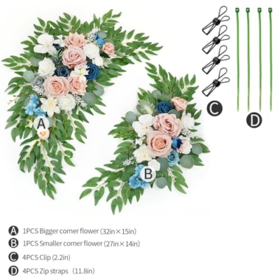 Product: WEIERYUE Artificial Wedding Arch Flowers Kit(Pack of 2) for Wedding Arch, Bridal Shower, Ceremony and Reception Backdrop Decoration (Misty Rose and Navy Blue)