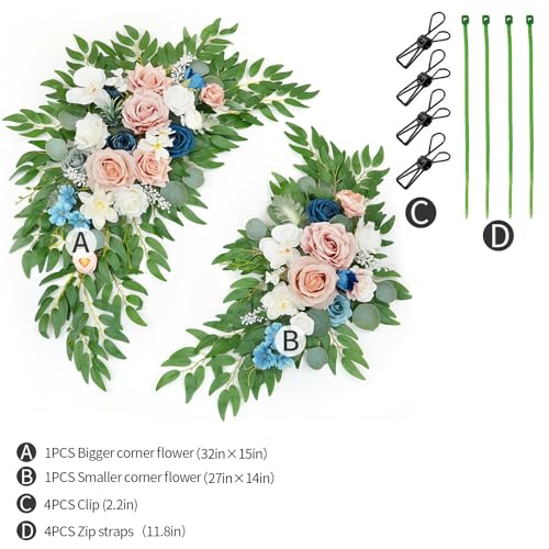 Product: WEIERYUE Artificial Wedding Arch Flowers Kit(Pack of 2) for Wedding Arch, Bridal Shower, Ceremony and Reception Backdrop Decoration (Misty Rose and Navy Blue)