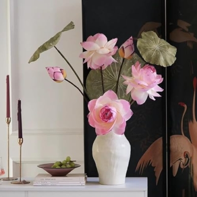 Product: WanderPanda 9 Stems Fake Flowers Artificial Flowers Faux Flowers Simulated Plant Artificial Lotus Suitable for Indoor Outdoor Party Wedding Decoration Lifelike Faux Bouquets Vase Not Included Pink