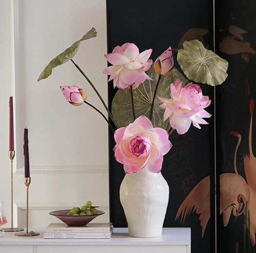 Product: WanderPanda 9 Stems Fake Flowers Artificial Flowers Faux Flowers Simulated Plant Artificial Lotus Suitable for Indoor Outdoor Party Wedding Decoration Lifelike Faux Bouquets Vase Not Included Pink