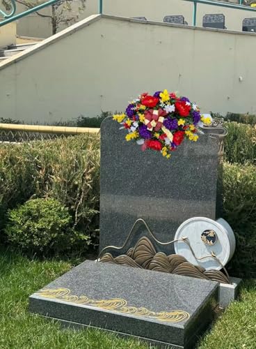 Product: Jucgghk Vivid and Realistic Floral Art 36" Artificial Headstone Flowers Saddle,Cemetery Arrangement, Memorial Day Flower for Grave Tombstone Decorations