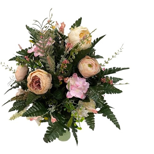 Product: Jucgghk Vivid and Realistic Floral Art Cabbage Roses Flower Arrangement,Artificial Rose Bouquet Decoration for Cemetery Headstones Gravesites