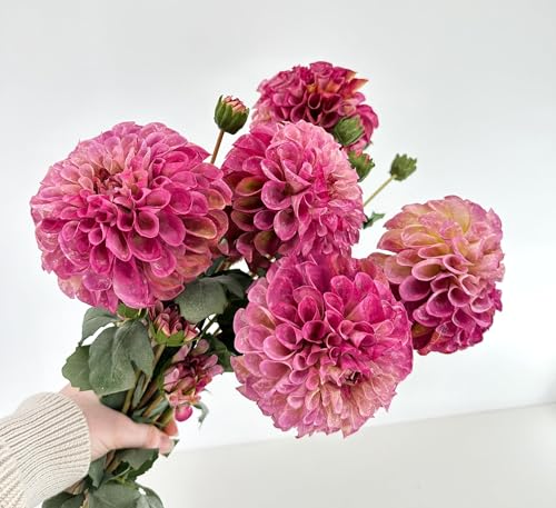Product: 3PCS 31" Purple Dahlia Flowers,Realistic Artificial Dahlia for Wedding Home Table Centerpieces Decoration Floral Arrangement (NO VASE)