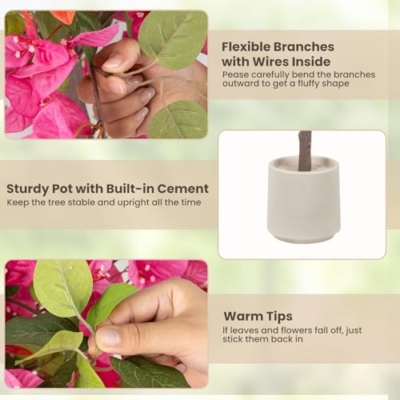 Product: Romantic Season 4F Artificial Bougainvillea Tree, Faux Silk Bougainvillea Plant with Pot for Indoor Outdoor Decor, Tall Fake Tropical Tree for Home, Office, Patio, Balcony, Wedding Decoration
