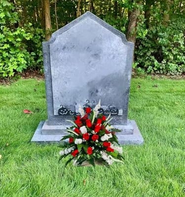 Product: Jucgghk Vivid and Realistic Floral Art 24" Handmade Cone Vase Red and White Roses with Birds, Valentine Vase Arrangement for Cemetery Headstones Gravesites
