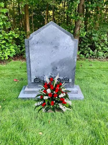 Product: Jucgghk Vivid and Realistic Floral Art 24" Handmade Cone Vase Red and White Roses with Birds, Valentine Vase Arrangement for Cemetery Headstones Gravesites