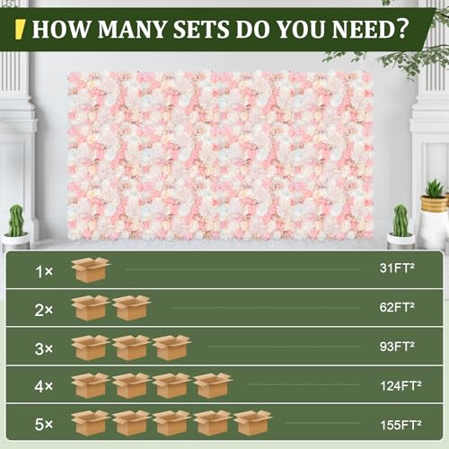 Product: 12-Piece Artificial Flower Wall Panels, 3D Silk Dahlias, Roses & Hydrangeas, 24x16 Inch Floral Wall Backdrop, Wedding, Party, Home, Photo Background, Fall Decor, Wall Flowers, Rose Wall Decor, Pink