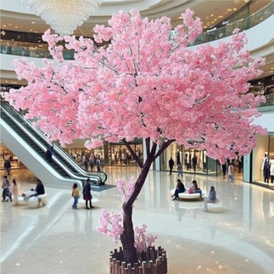 Product: Artificial Cherry Blossom Tree - Simulated Flowers, Decorative Faux Floral Potted Plant, for Indoor Outdoor Party Restaurant Mall Artificial Plant Fake Vines Flowers,001,1.8x1.5m/5.9x4.9ft