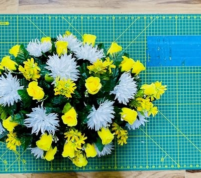 Product: Jucgghk Vivid and Realistic Floral Art 28" Yellow Flowers,Realistic Vibrant Flowers, Outdoor Grave Decorations for Headstone
