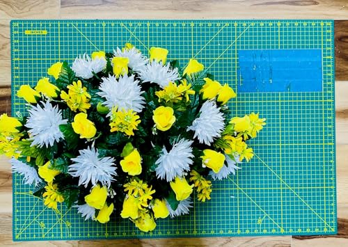 Product: Jucgghk Vivid and Realistic Floral Art 28" Yellow Flowers,Realistic Vibrant Flowers, Outdoor Grave Decorations for Headstone