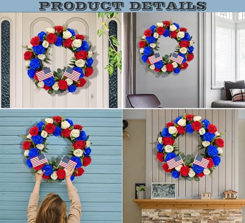 Silky Flower Store Cemetery Wreath, Memorial Day Grave Wreath, Blue White Rose Red Carnation, 2 Flags, 30 Inch Easel Stand, 30 inch 6 6 Product: Saxili Cemetery Wreaths, Memorial Day Grave Wreath with 30 inch Easel Stand,Headstone Wreath Flower with Gravestone Hanger-Artificial Blue/White Rose and Red Carnation,2 Flags Included
