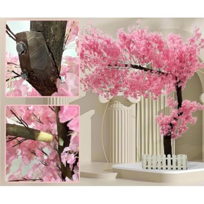 Product: Large Artificial Cherry Tree, Indoor Outdoor Decorative Potted Faux Cherry Plants, Plant Cherry Blossom Tree for Home, Party, Hotel, Office, Wedding,001,1.5 * 1.2m/4.9x3.9ft