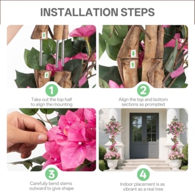 Product: Datietiao 2Pack Artificial Bougainvillea Tree – 5FT Faux Silk Pink Bougainvillea Plant with Pot for Indoor Outdoor Decor, Tall Fake Tropical Tree for Home, Office, Patio, Balcony, Wedding Decoration