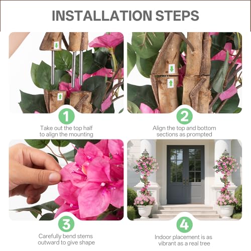 Product: Datietiao 2Pack Artificial Bougainvillea Tree – 5FT Faux Silk Pink Bougainvillea Plant with Pot for Indoor Outdoor Decor, Tall Fake Tropical Tree for Home, Office, Patio, Balcony, Wedding Decoration