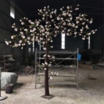 Product: Simulated Magnolia Flowers, Large Artificial Trees and Plants Hotel Interior Living Room Floor-to-Ceiling Window Decoration Floral Customization 6M