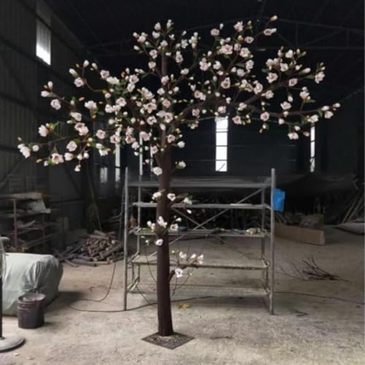 Product: Simulated Magnolia Flowers, Large Artificial Trees and Plants Hotel Interior Living Room Floor-to-Ceiling Window Decoration Floral Customization 6M