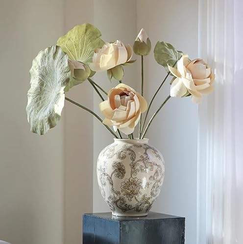 Product: WanderPanda 9 Stems Fake Flowers Artificial Flowers Faux Flowers Simulated Plant Artificial Lotus Suitable for Indoor Outdoor Party Wedding Decoration Lifelike Faux Bouquets Vase Not Included White