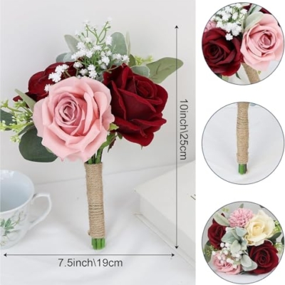 Product: Beautiful Flower Lifelike Bridesmaid Bouquets, 4Pcs and 6Pcs Artificial Flowers for Weddings, Small Bouquets, Centrepiece for Ceremonies and Anniversary Proposals Used for Home Decoration, Weddings
